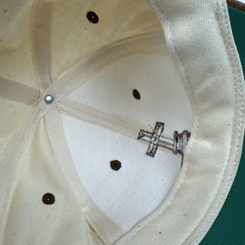 Y2K Christian Cross Gavel Strapback Hat FCAI Suede Brim KC Cap Beige Brown - Picture 9 of 11